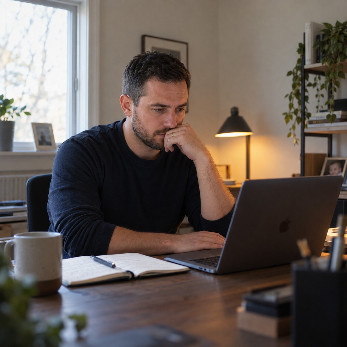 A father at his work desk — AI-generated lifestyle scene